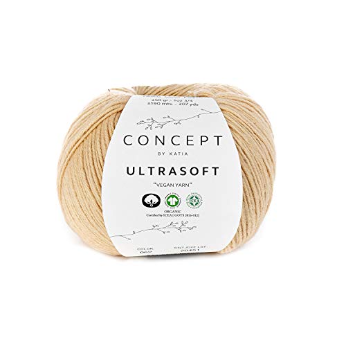 Katia Ultrasoft Fb. 62 beige, Bio Baumwolle zum Stricken, GOTS zertifiziert, organische Baumwolle, organic cotton Garn zum Häkeln, Wolle vegan von Katia