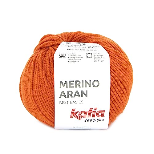 Merino Aran Katia Wolle 100 Gramm 155 Meter (Intensives Orange (101)) von Katia