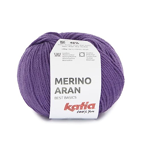 Merino Aran Katia Wolle 100 Gramm 155 Meter (Lila (102)) von Katia