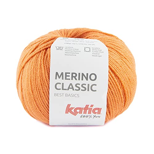 Merino Classic Katia Wolle 100 Gramm 240 Meter (Hellorange 92) von Katia