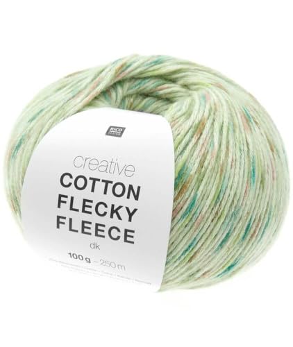 Rico Design 100g Creative Cotton Flecky Fleece dk - Farbe: 13 - grün - einfarbiger Flausch in den bedruckte Baumwollfäden hineingearbeitet sind von Katia