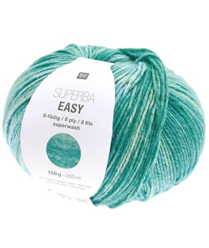 Rico Design 150g Superba Easy - Farbe: 007 - aqua - Das 8-fädige Sockengarn Superba Easy zeichnet sich durch eine Streifenoptik aus. von Katia