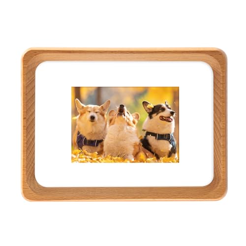 Kattepote Kleines Bilderrahmen für Schreibtischdeko, 5x3,5 Zoll, Holz Fotorahmen, Tischfotorahmen aus Natürliches Buchenholz (127mm×88mm) von Kattepote