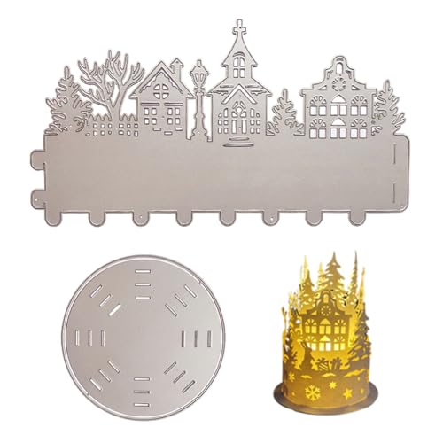 2 PCS Weihnachten Stanzschablone Laterne Stanze Windlicht Weihnachten Kerzen Deko Metall 3D Stanzformen für Weihnachtslaternenbox Scrapbooking Cutting Dies Prägeschablone DIY Weihnachtsdeko von Katutude