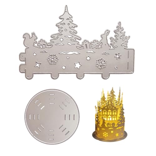 2 PCS Weihnachten Stanzschablone Laterne Stanze Windlicht Weihnachten Kerzen Deko Metall 3D Stanzformen für Weihnachtslaternenbox Scrapbooking Cutting Dies Prägeschablone DIY Weihnachtsdeko von Katutude