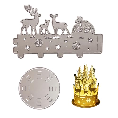 2 PCS Weihnachten Stanzschablone Laterne Stanze Windlicht Weihnachten Kerzen Deko Metall 3D Stanzformen für Weihnachtslaternenbox Scrapbooking Cutting Dies Prägeschablone DIY Weihnachtsdeko von Katutude