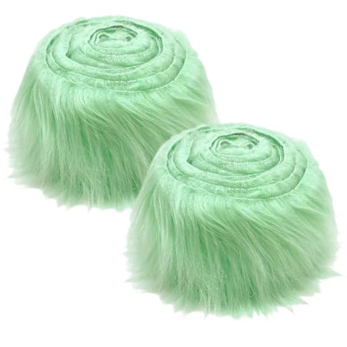 2pcs Kunstfell Band, Kunstfell Bordüre Band Dekoband Kunstpelz zum basteln Flauschige Dekoband für Weihnachten GNOME Furry Faux Precut Strips Plüsch Pelz Fell Stoff Fluffy Beard Santa Hair von Katutude