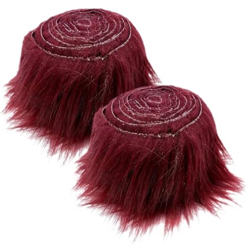 2pcs Kunstfell Band, Kunstfell Bordüre Band Dekoband Kunstpelz zum basteln Flauschige Dekoband für Weihnachten GNOME Furry Faux Precut Strips Plüsch Pelz Fell Stoff Fluffy Beard Santa Hair von Katutude