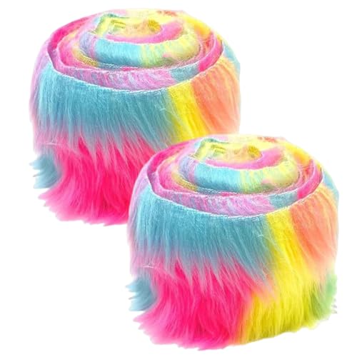 2pcs Kunstfell Band, Kunstfell Bordüre Band Dekoband Kunstpelz zum basteln Flauschige Dekoband für Weihnachten GNOME Furry Faux Precut Strips Plüsch Pelz Fell Stoff Fluffy Beard Santa Hair von Katutude