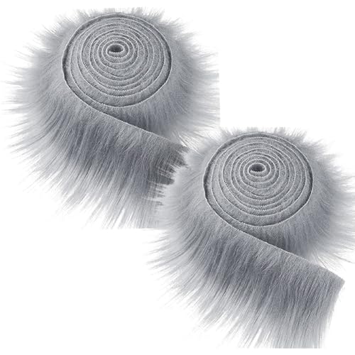 2pcs Kunstfell Band, Kunstfell Bordüre Band Dekoband Kunstpelz zum basteln Flauschige Dekoband für Weihnachten GNOME Furry Faux Precut Strips Plüsch Pelz Fell Stoff Fluffy Beard Santa Hair von Katutude