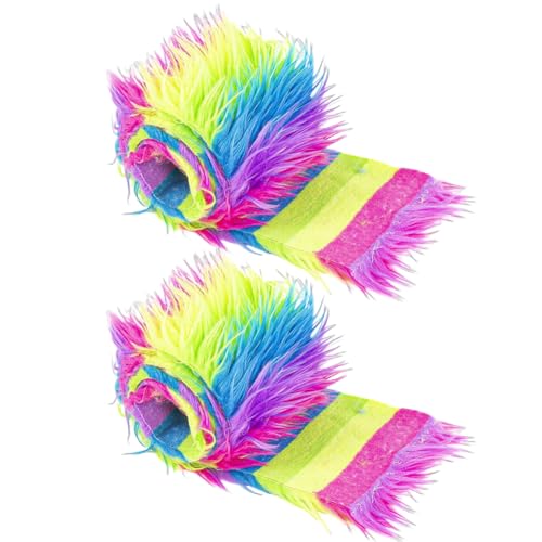 2pcs Kunstfell Band, Kunstfell Bordüre Band Dekoband Kunstpelz zum basteln Flauschige Dekoband für Weihnachten GNOME Furry Faux Precut Strips Plüsch Pelz Fell Stoff Fluffy Beard Santa Hair von Katutude