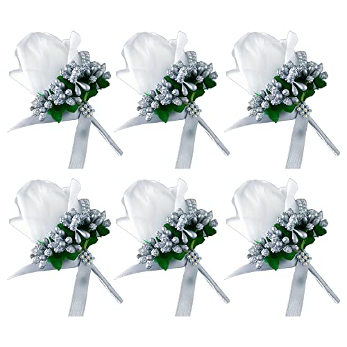 6 Stück Rose Boutonnieres für Männer, Boutonniere Hochzeit Rose Gästeanstecker Hochzeit Zubehör Künstliche Ansteckblume Bräutigam Hochzeitsanstecker Für Hochzeiten Partys Tänze von Katutude