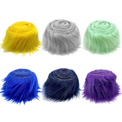 6pcs Kunstfell Band, Kunstfell Bordüre Band Dekoband Kunstpelz zum basteln Flauschige Dekoband für Weihnachten GNOME Furry Faux Precut Strips Plüsch Pelz Fell Stoff Fluffy Beard Santa Hair von Katutude