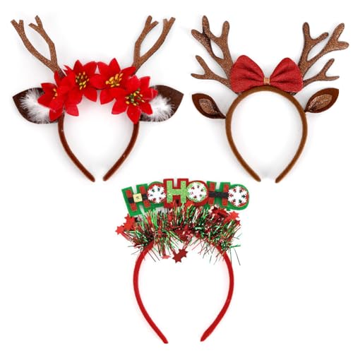 Katutude 3 Stück Weihnachten Haarreif Weihnachten Stirnbänder Weihnachten Haarreifen Weihnachten Haarband Weihnachts Kopfschmuck Weihnachtshaarschmuck für Weihnachten Party Favor von Katutude