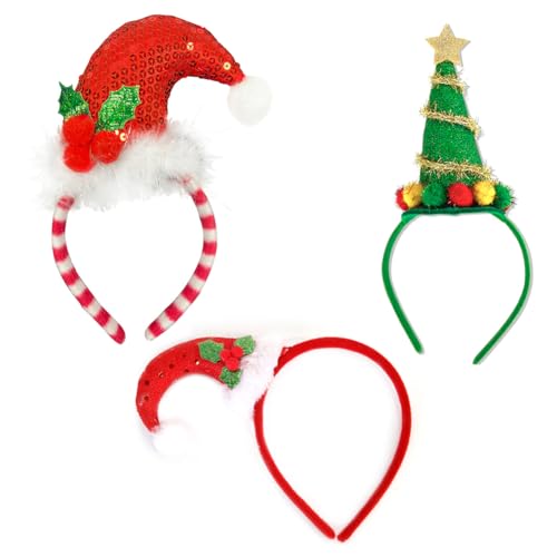 Katutude 3 Stück Weihnachten Stirnband, Weihnachten Stirnbänder Weihnachts Haarreifen Weihnachts Kopfschmuck Weihnachten Haarband Weihnachten Haarschmuck für Weihnachten Party Favor von Katutude