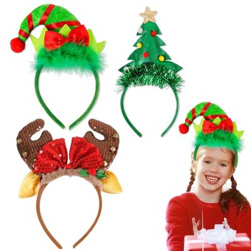 Katutude 3 Stück Weihnachten Stirnband, Weihnachten Stirnbänder Weihnachts Haarreifen Weihnachts Kopfschmuck Weihnachten Haarband Weihnachten Haarschmuck für Weihnachten Party Favor von Katutude