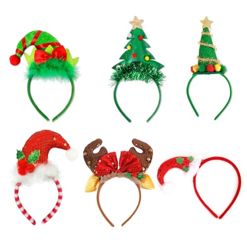 Katutude 6 Stück Weihnachten Stirnband, Weihnachten Stirnbänder Weihnachts Haarreifen Weihnachts Kopfschmuck Weihnachten Haarband Weihnachten Haarschmuck für Weihnachten Party Favor von Katutude