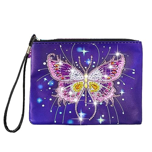 Katutude DIY Diamond Painting Handtasche Aufbewahrungstasche, 5D Diamond Painting Frauen Handytasche Diamant Malerei Kleine Tasche Kosmetiktasche, Damen Brieftasche für Party Abend von Katutude