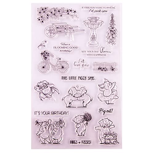 Katutude Tiere Silikonstempel, Klar Silikonstempel, Cartoon-Schwein Clear Stamps, Transparente Stempel für DIY Sammelalbum, Fotoalbum, Karten Herstellung von Katutude