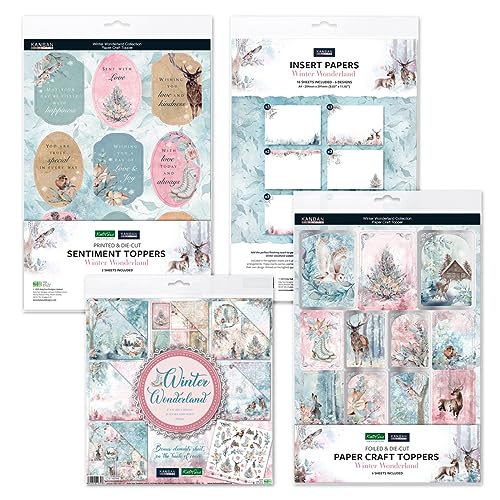 Katy Sue Kanban Crafts Winter Wonderland Papercraft Collection Bundle enthält 8 x 8 Premium-Papiere, Papercraft Topper, Sentiment Topper & Einlegepapiere. von Katy Sue