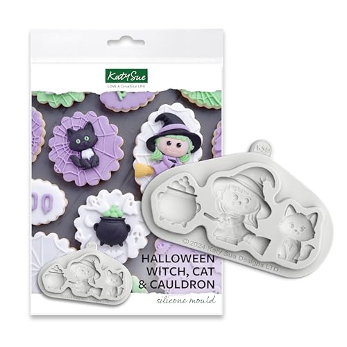 Katy Sue Katy Sue Designs Silikonform für Halloween, Hexe, Katze und Kessel, zum Dekorieren von Kuchen, Keksen und Basteln. Verwendung mit Fondant, Gummipaste, Zuckerpaste und lufttrocknendem Ton von Katy Sue Katy Sue Designs Silikonform für Halloween, Hexe, Katze und Kessel, zum Dekorieren von Kuchen, Keksen und Basteln. Verwendung mit Fondant, Gummipaste, Zuckerpaste und lufttrocknendem Ton von von Katy Sue