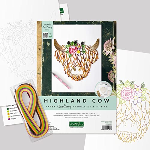 Katy Sue Papier-Quilling-Vorlagen-Set "Highland Cow" von Katy Sue