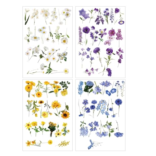 Katyjun 160 Stück Fotoalbum Blumen Sticker, Wasserfeste Sticker Blume, Scrapbooking Aufkleber von Katyjun
