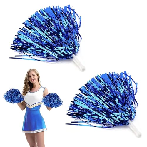 Katyjun 2PCS Cheerleader Pompons Blau, Pompoms Cheerleading für Den Sport Pom Poms Cheerleading, Pom Poms aus Metallfolie von Katyjun