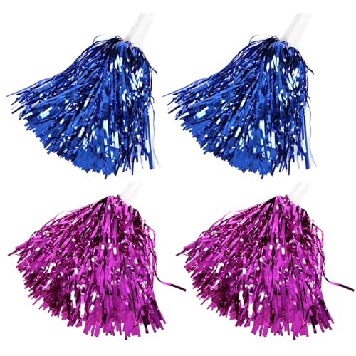 Katyjun 4 Stück Cheerleader Pompons, Pom Poms Cheerleading, Pompoms aus Metallfolie von Katyjun