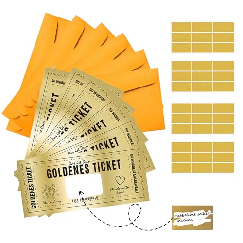 Katyjun 6 Set Goldenes Ticket Gutschein Rubbel, Personalisierbarer Rubbellos von Katyjun