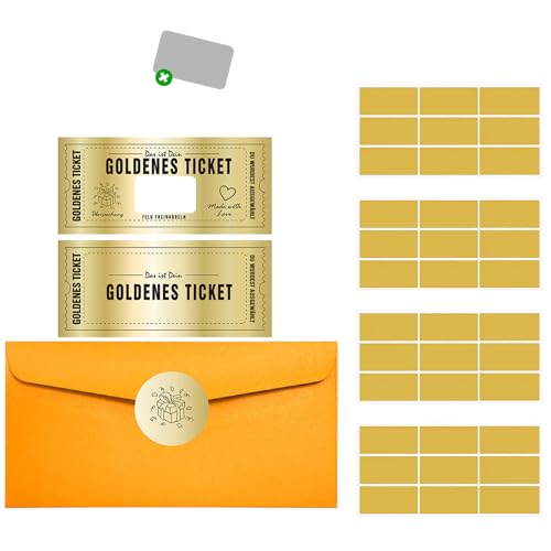 Katyjun 6 Set Goldenes Ticket Gutschein Rubbel, Personalisierbarer Rubbellos von Katyjun