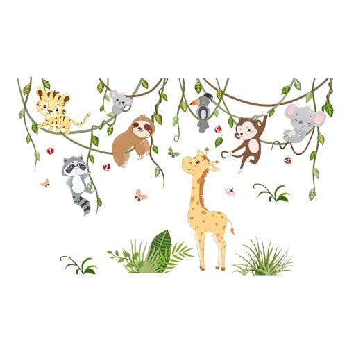 Katyjun Wandtattoo Babyzimmer Kinderzimmer Junge, Dschungel Tiere Baum Zweig Wandsticker Kinderzimmer Jungen von Katyjun