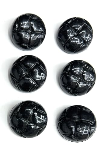 6 schwarze Kunstleder-Knöpfe, Zopf-Design usw., Mäntel, Sportmäntel, Knöpfe (6 Stück, glänzend, 1,9 cm) von Katz