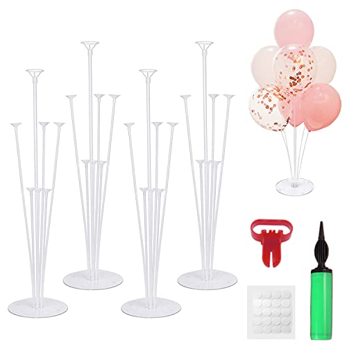 Ballonständer Kit (4Table Ballonhalter, 1Ballon Pumpe, 1Ballon Knotter), Ballon Stick Luftballons Ständer Ballon Stand Dekoration für Party, Hochzeit, Geburtstag, Baby-Dusche, Graduierung von Kaucytue