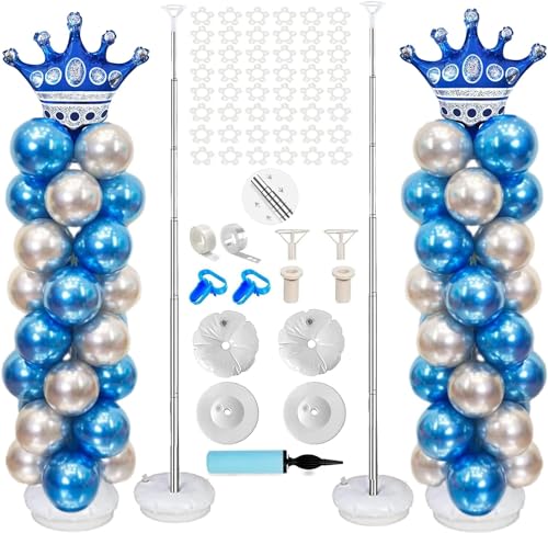 Kaucytue Ballonsäulenständer Stand Kit von 2, 2 m Verstellbare Metall Ballonbogen Stand, mit Basen, geeignet für Geburtstag, Party Dekoration, Hochzeit von Kaucytue