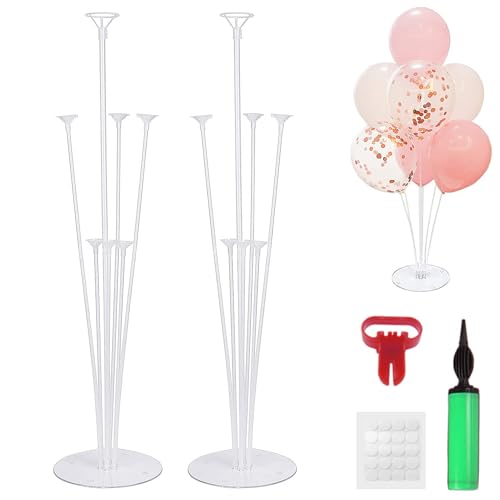 Tabelle Ballonständer Kit (2Table Ballonhalter, 1Ballon Pumpe, 1Ballon Knotter), Ballon Sticks Luftballons Ständer Transparente Ballon Stand Dekoration für Party, Hochzeit, Geburtstag, Weihnachten von Kaucytue