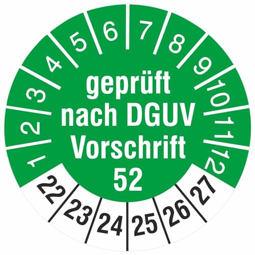 Prüfetiketten geprüft nach DGUV Vorschrift 52 Prüfplaketten 2026-31 (18mm Durchmesser, 200) von KDS