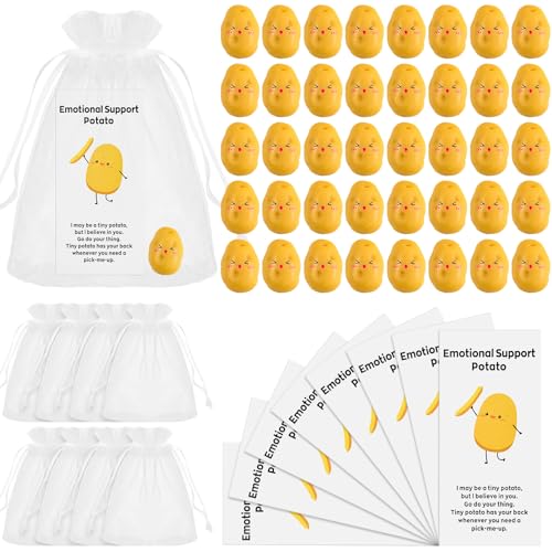 Kavoc 100 Sets inspirierende Kartoffeln Bulk Mini Harz Niedliche realistische Kartoffel mit lustiger Karte Organzabeutel positive emotionale Unterstützung für Mitarbeiter, Kollegen, Mitarbeiter, von Kavoc