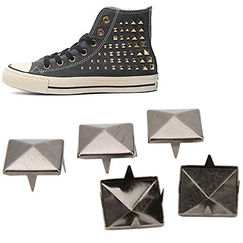 100 Stück Quadratische Pyramiden-Metallnieten mit 4 Krallen, Punk-Nieten für Kleidung, Handtaschen, Stiefel, Schuhe, Zubehör (10MM #17) von Kavolet