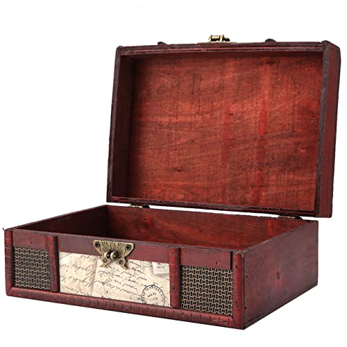 Vintage Aufbewahrungsbox aus Holz, Kleiner Organizer für Schmuck und Bücher (Briefmarken mit Schloss) von Kavolet