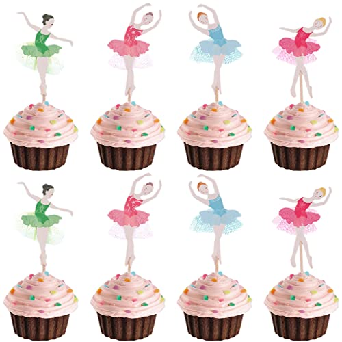 Kawailay 24 Stück Ballett Mädchen Kuchen Deko Ballerina Tanzen Cupcake Toppers Figuren Ballerina Geburtstag Tortendeko für Mädchen Frauen Geburtstag Hochzeit Party von Kawailay