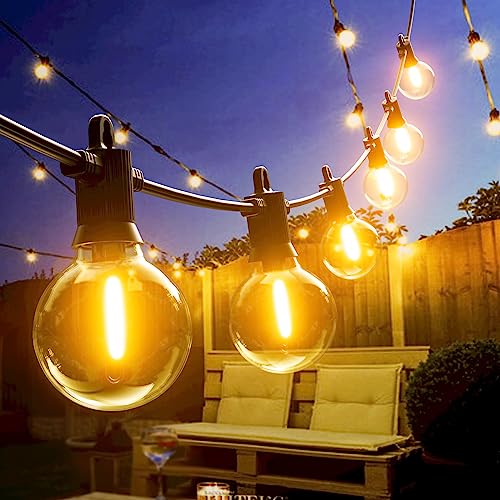 Kawaya 45M Lichterkette Glühbirnen Außen LED Garten Lichterkette Aussen Strom Wasserdicht mit 73+3 Bruchsicher Birnen Warmweiss Outdoor Lichterketten für Balkon Hochzeit Party von Kawaya