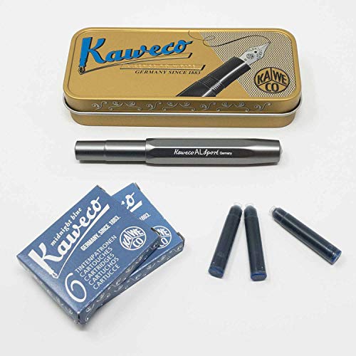 Kaweco Füller Füllfederhalter Al Sport anthrazit | Feder M | mit 12 Patronen GRATIS von Kaweco