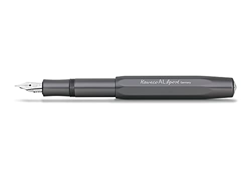 Kaweco AL SPORT Füllhalter Anthracite I Premium Aluminium Füllfederhalter für Tintenpatronen mit hochwertiger Stahlfeder I Füllfederhalter 13 cm I Füller in Grau I Federbreite: BB (Extra Breit) von Kaweco