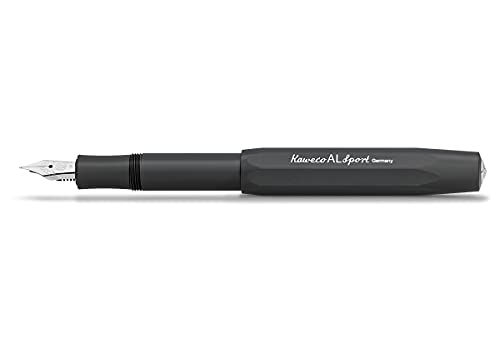 Kaweco AL SPORT Füllhalter Black I Premium Aluminium Füllfederhalter für Tintenpatronen mit hochwertiger Stahlfeder I Füllfederhalter 13 cm I Füller in Schwarz I Federbreite: BB (Extra Breit) von Kaweco