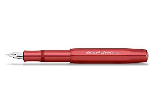 Kaweco AL SPORT Füllhalter Deep Red I Premium Aluminium Füllfederhalter für Tintenpatronen mit hochwertiger Stahlfeder I Füllfederhalter 13 cm I Füller in Rot I Federbreite: B (Breit) von Kaweco