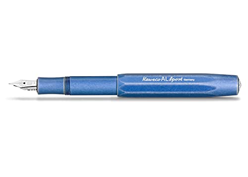 Kaweco AL SPORT Füllhalter Stonewashed Blue I Premium Füllfederhalter Füllhalter für Tintenpatronen mit hochwertiger Stahlfeder I Füllfederhalter 13 cm I Füller in Blau I Federbreite: BB (Extra Breit) von Kaweco