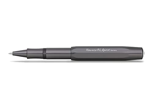 Kaweco AL Sport Anthrazit Gel- / Kugelschreiber inklusive 0,7 mm Rollerball Tintenroller Mine für Linkshänder & Rechtshänder im klassischen Design mit Keramikkugel I Gelroller 13,5 cm, grau von Kaweco