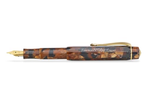 Kaweco ART SPORT Füllhalter Hickory Brown I Premium Füllfederhalter für Tintenpatronen mit hochwertiger Stahlfeder I Sport Füller aus Acryl 12,5 cm I Federbreite: EF (Extra Fein) von Kaweco