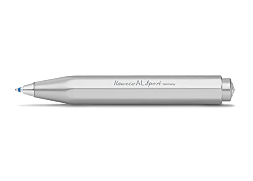 Kaweco AL SPORT Kugelschreiber Silver I Business Kuli aus hochwertigem Aluminium in Silber I Edler Taschen-Kugelschreiber mit Herzkurvenmechanik I Seidenglänzender Druckkugelschreiber 10,5 cm von Kaweco